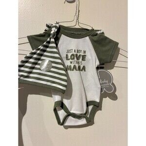 NWT Baby Essentials Green 3-Piece "Love Mama" Outfit - 3-6M